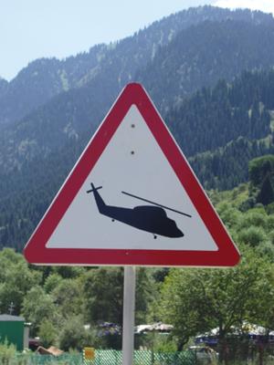 Helicopter Road Sign in Chimbulak